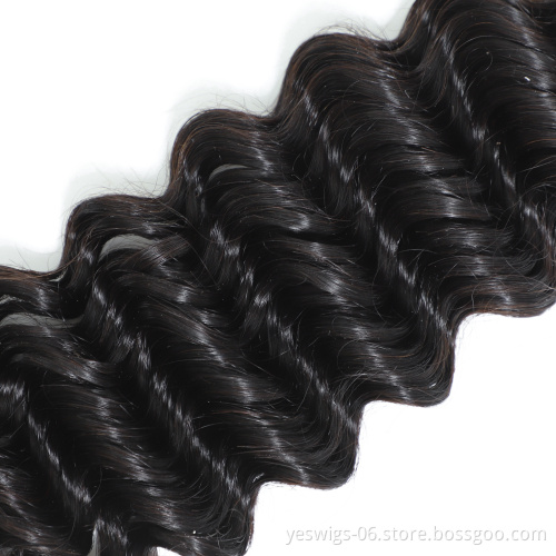 10A Grade Malaysian Hair Weave Bundles Deep Wave, Single Donor Virgin Human Hair Cuticle Aligned 1 Bundle